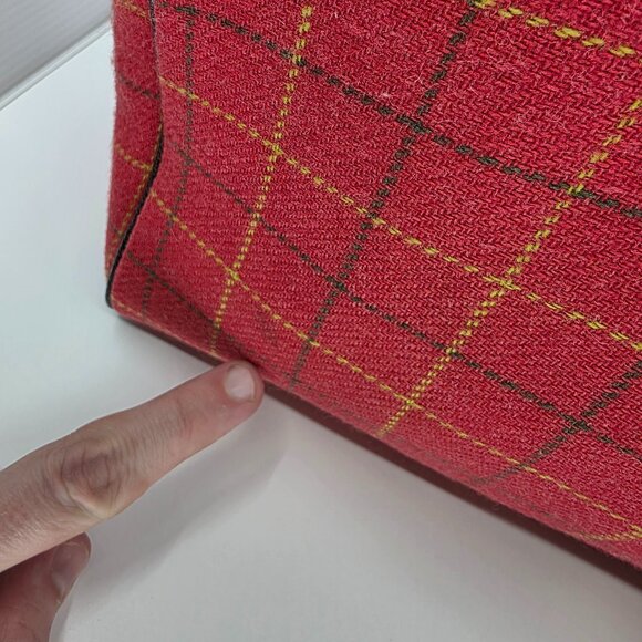 Buzz by Jane Fox Red Plaid Tweed Crossbody Satchel Tote Preppy Academia Y2K - Picture 14 of 16